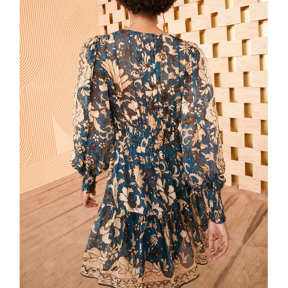 NWT Ulla Johnson Mini Silk Long-Sleeve Floral Rosetta Dress - Picture 6 of 8
